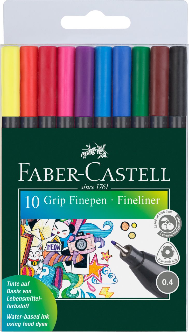 Faber Castell Finepen Tusser 0,4, 10 farver